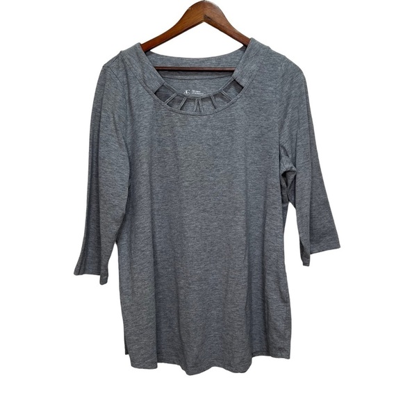 Pennington's DC Grey Scoop Neck Cut out 3/4 Sleeve Size X - Picture 1 of 9